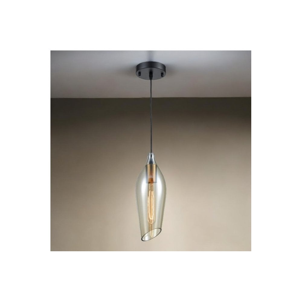 Tregada Pale Amber Glass Angle Cut Glass Pendant