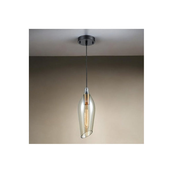 Tregada Pale Amber Glass Angle Cut Glass Pendant