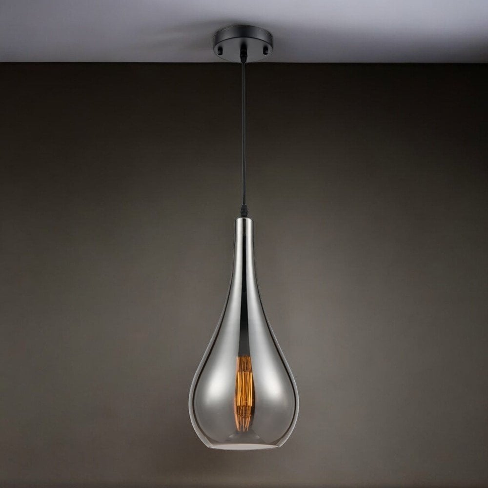 Ashill Smoked Glass Single Pendant Light