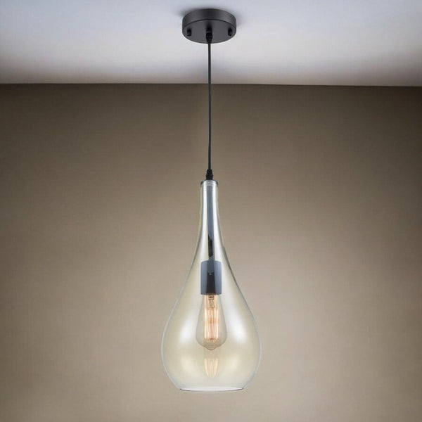 Ashill Pale Amber Glass Single Pendant Light