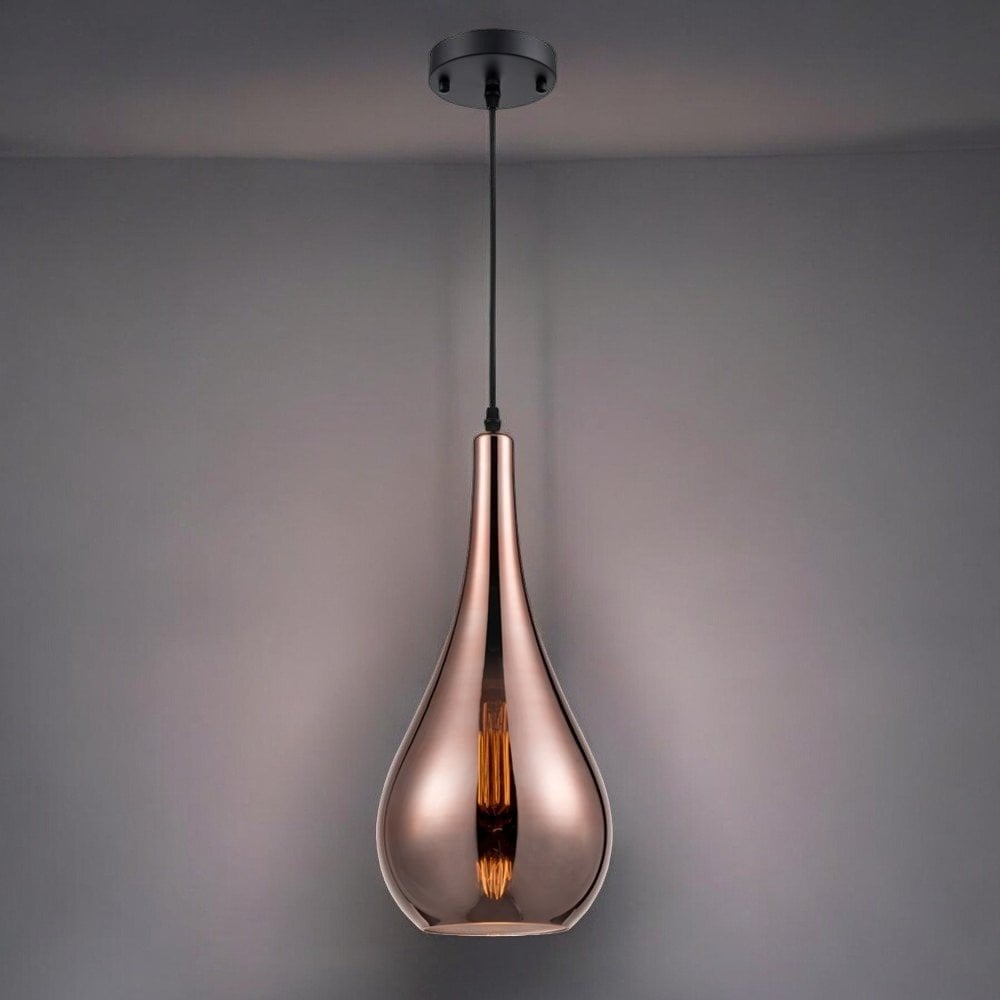 Ashill Copper Glass Single Pendant Light