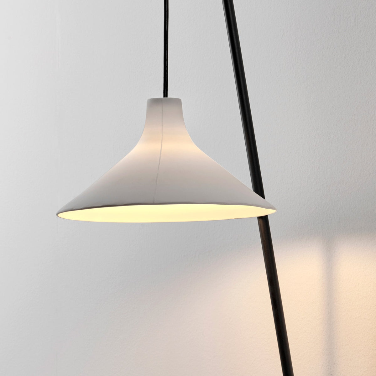 Seam Medium Plug In Wall Light In Black With White Porcelain Shade