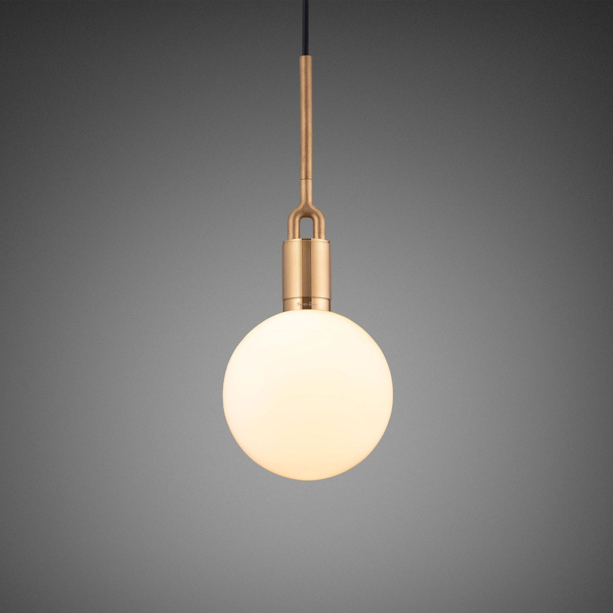 Forked Single Pendant in a Brass Finish with Medium Opal Globe