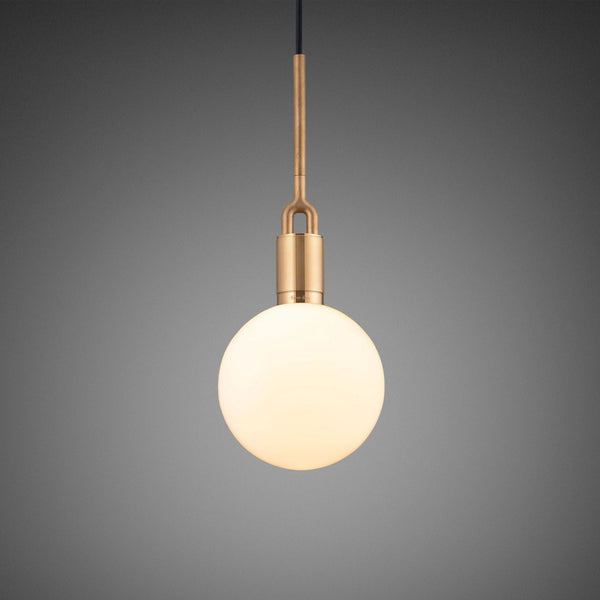 Forked Single Pendant in a Brass Finish with Medium Opal Globe
