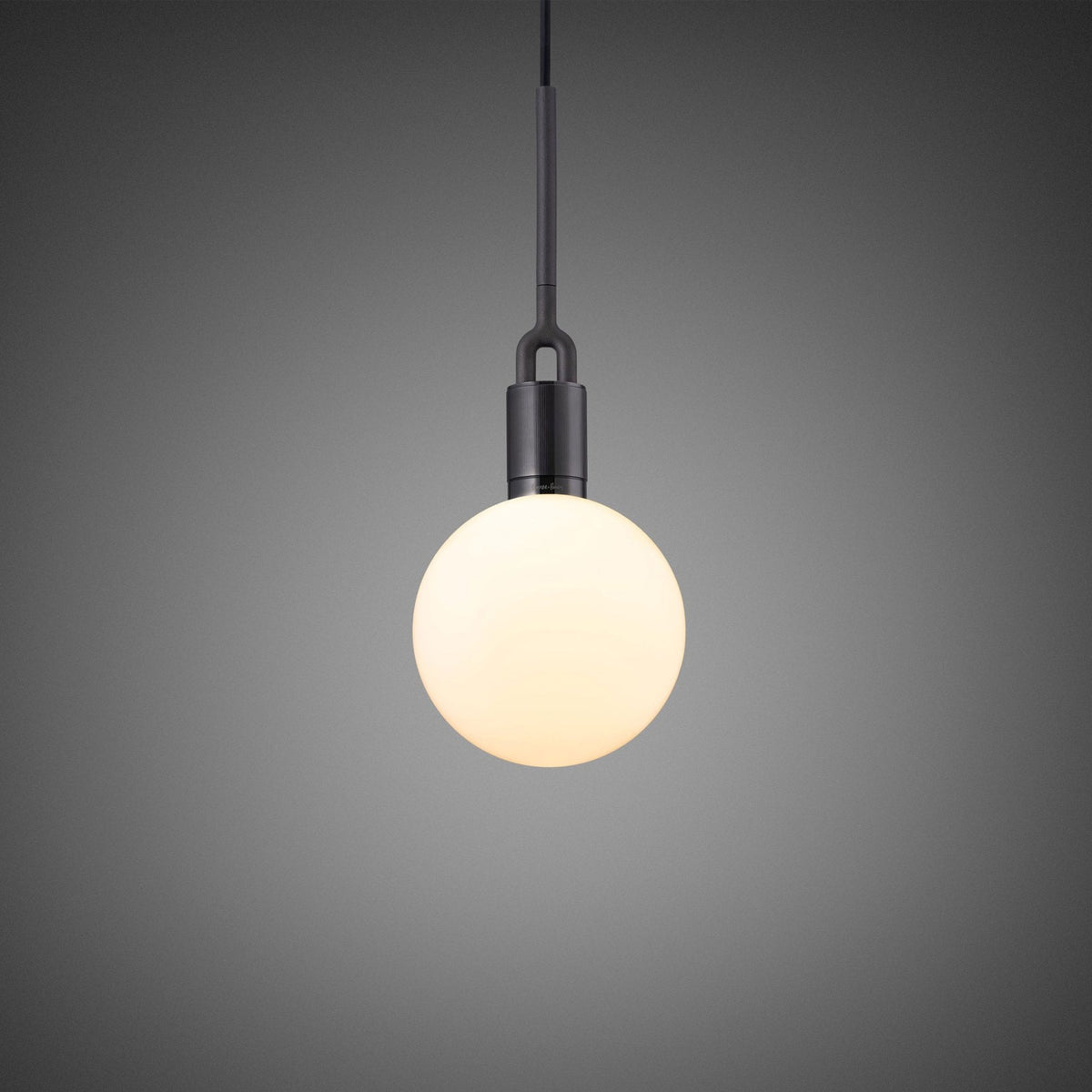 Forked Single Pendant in a Gun Metal Finish with Medium Opal Globe