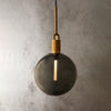 Forked Single Pendant in a Brass Finish with Large Smoked Globe