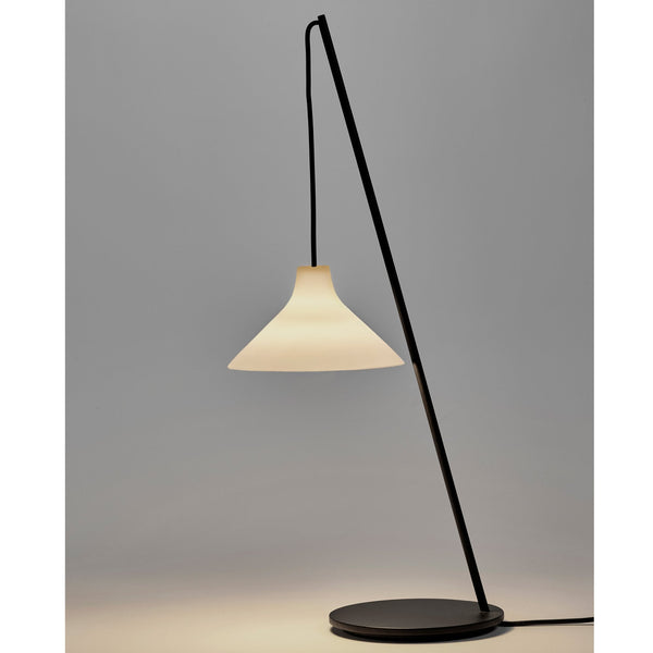 Seam Suspension Table Lamp In Black With White Porcelain Shade