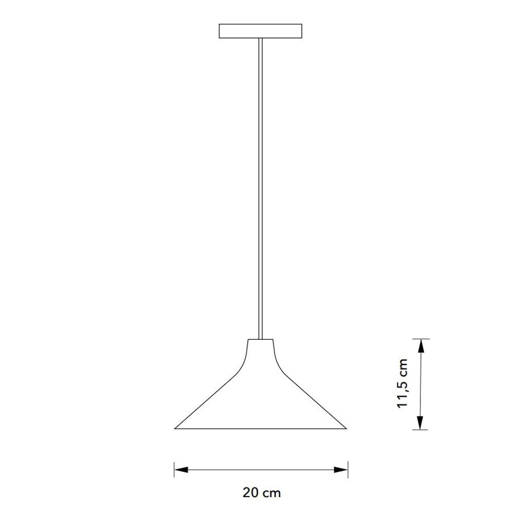 Technical drawing of the pendant light, showing dimensions of 20 cm width and 11.5 cm height.