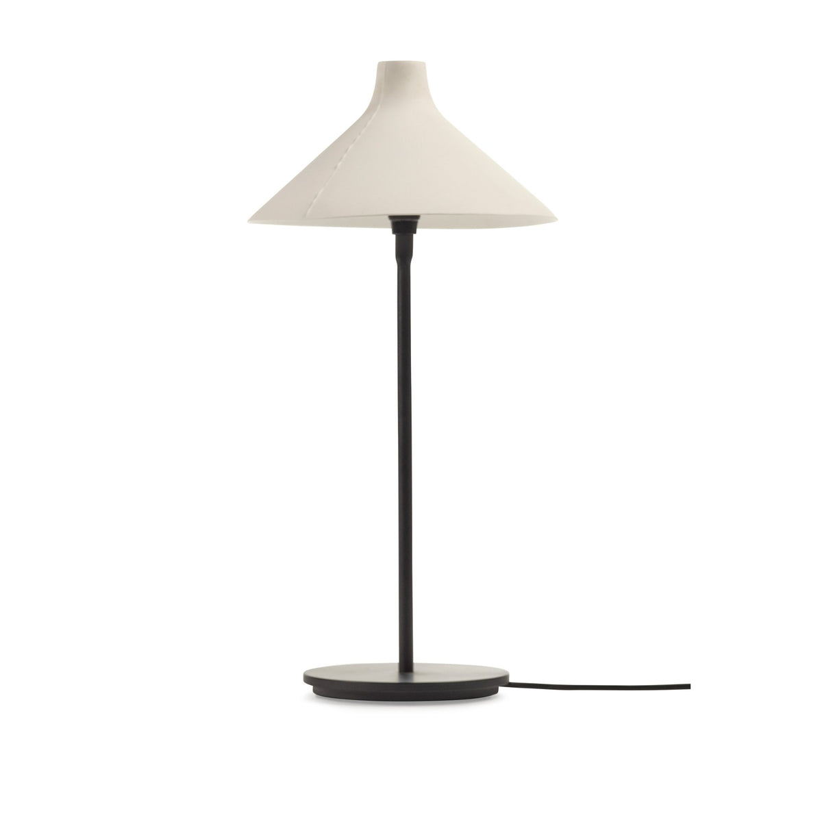 Seam Table Lamp In Black With White Porcelain Shade