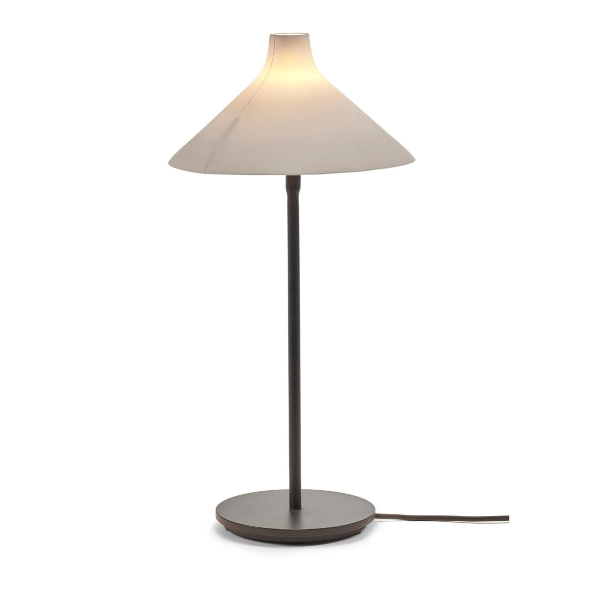 Seam Table Lamp In Black With White Porcelain Shade