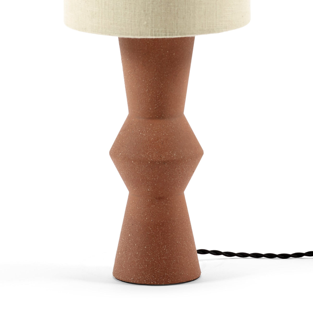 Marie-ann Stoneware Table Lamp In Terracotta With Beige Linen Shade