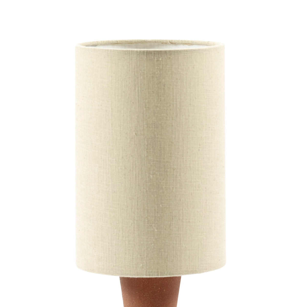 Marie-ann Stoneware Table Lamp In Terracotta With Beige Linen Shade