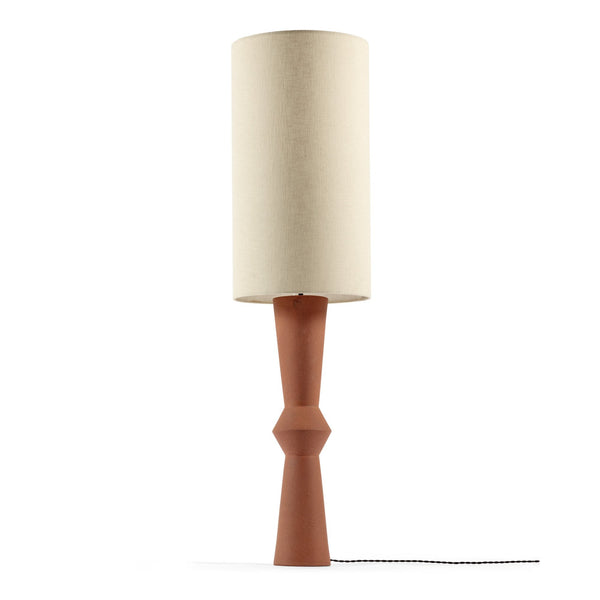 Marie-ann Stoneware Floor Lamp In Terracotta With Beige Linen Shade