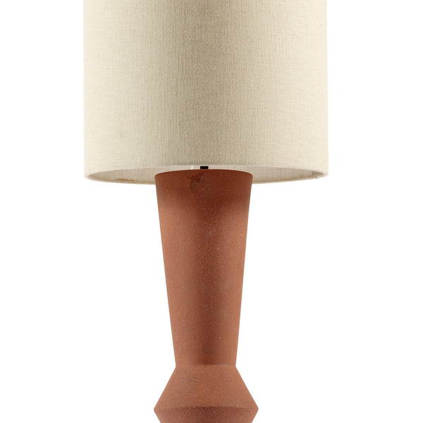 Marie-ann Stoneware Floor Lamp In Terracotta With Beige Linen Shade