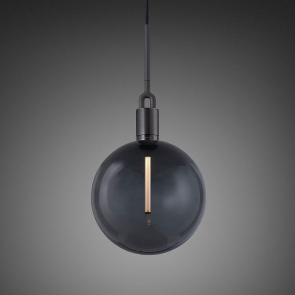 Forked Single Pendant in a Gun Metal Finish with Large Smoked Globe
