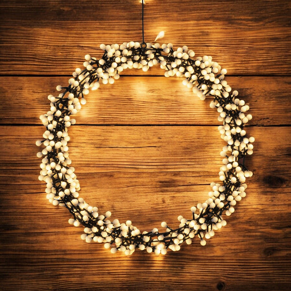 Festive 500mm Metal LED Wreath in Black