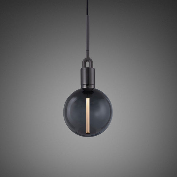 Forked Single Pendant in a Gun Metal Finish with Medium Smoked Globe