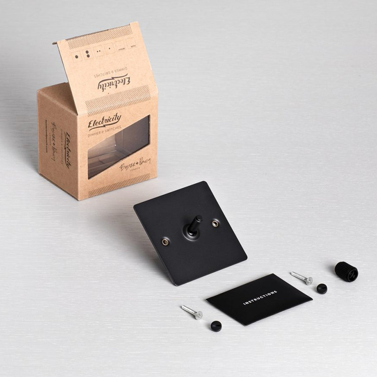 One Gang 2-Way Light Switch in Black with Knurled Toggle