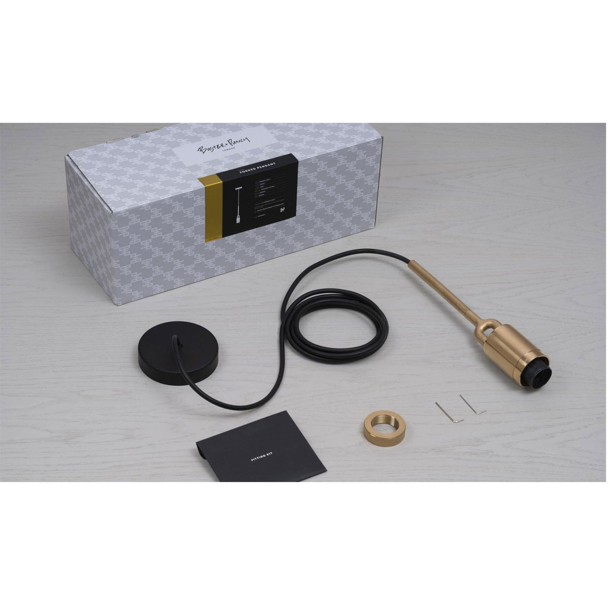 Forked Single Shade Pendant in a Brass Finish with Medium Opal Globe