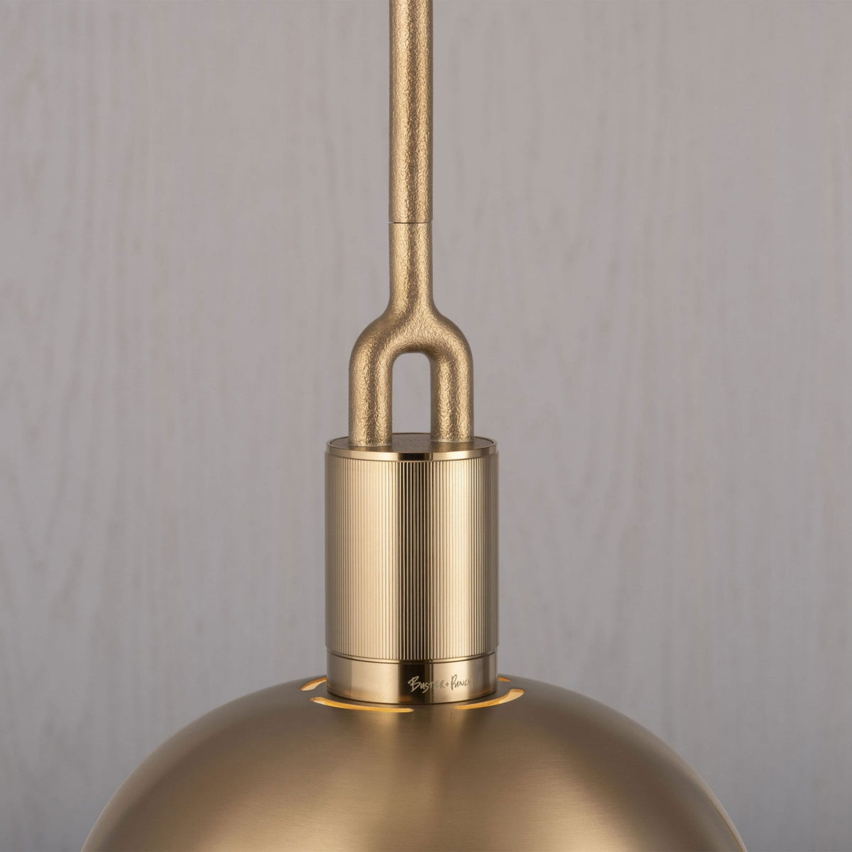 Forked Single Shade Pendant in a Brass Finish with Large Smoked Globe