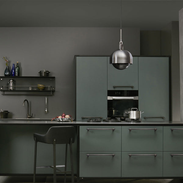 Forked Single Shade Pendant in a Gun Metal Finish with Large Smoked Globe