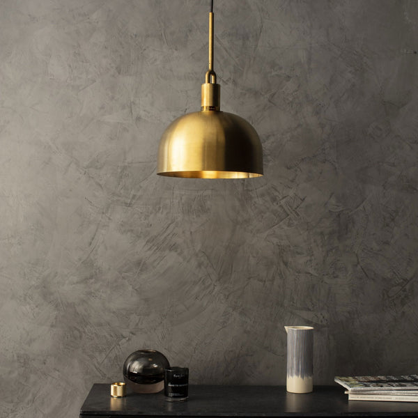 Forked Single Large Shade Pendant in a Brass Finish
