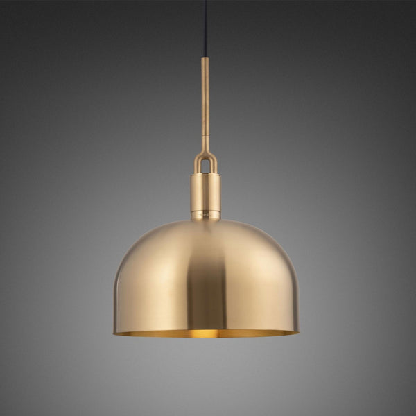 Forked Single Large Shade Pendant in a Brass Finish