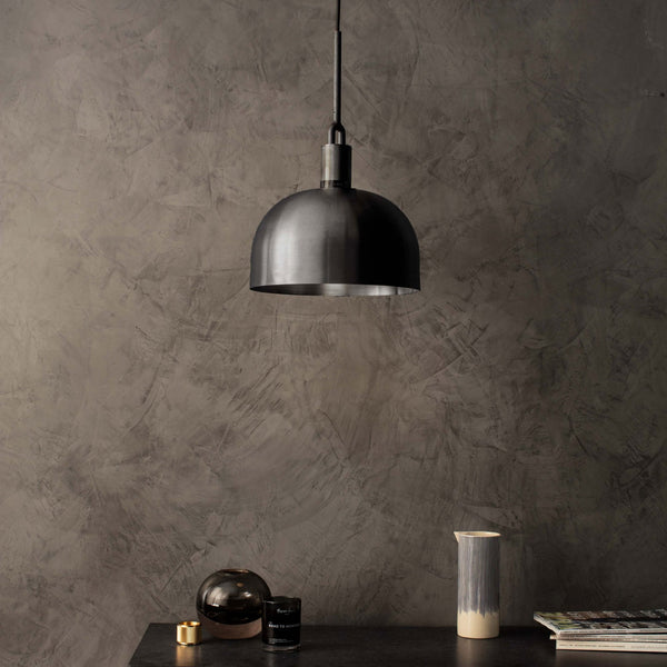 Forked Single Large Shade Pendant in a Gun Metal Finish