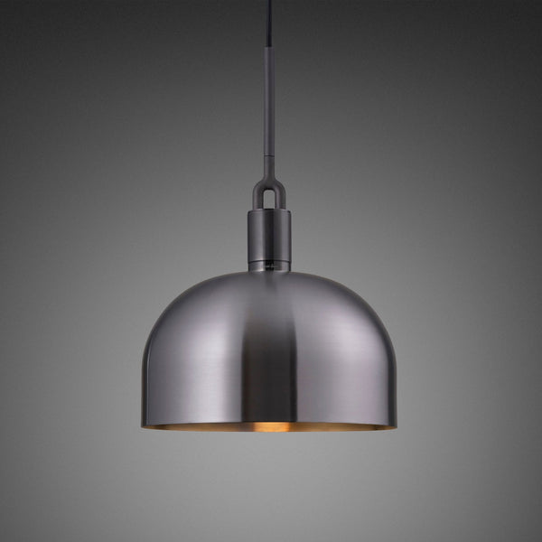 Forked Single Large Shade Pendant in a Gun Metal Finish