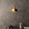 Forked Single Medium Shade Pendant in a Brass Finish