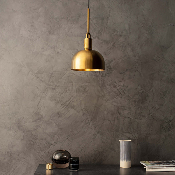 Forked Single Medium Shade Pendant in a Brass Finish