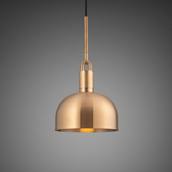 Forked Single Medium Shade Pendant in a Brass Finish