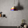 Forked Single Medium Shade Pendant in a Burnt Steel Finish