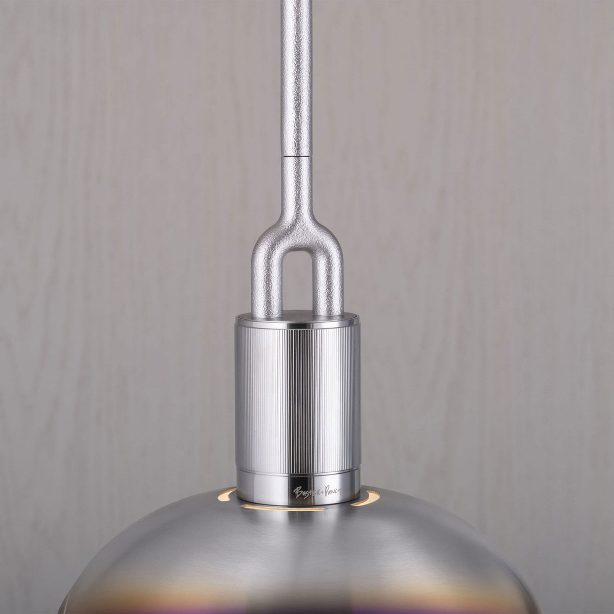 Forked Single Medium Shade Pendant in a Burnt Steel Finish
