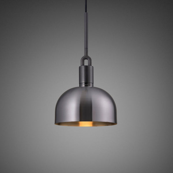 Forked Single Medium Shade Pendant in a Gun Metal Finish