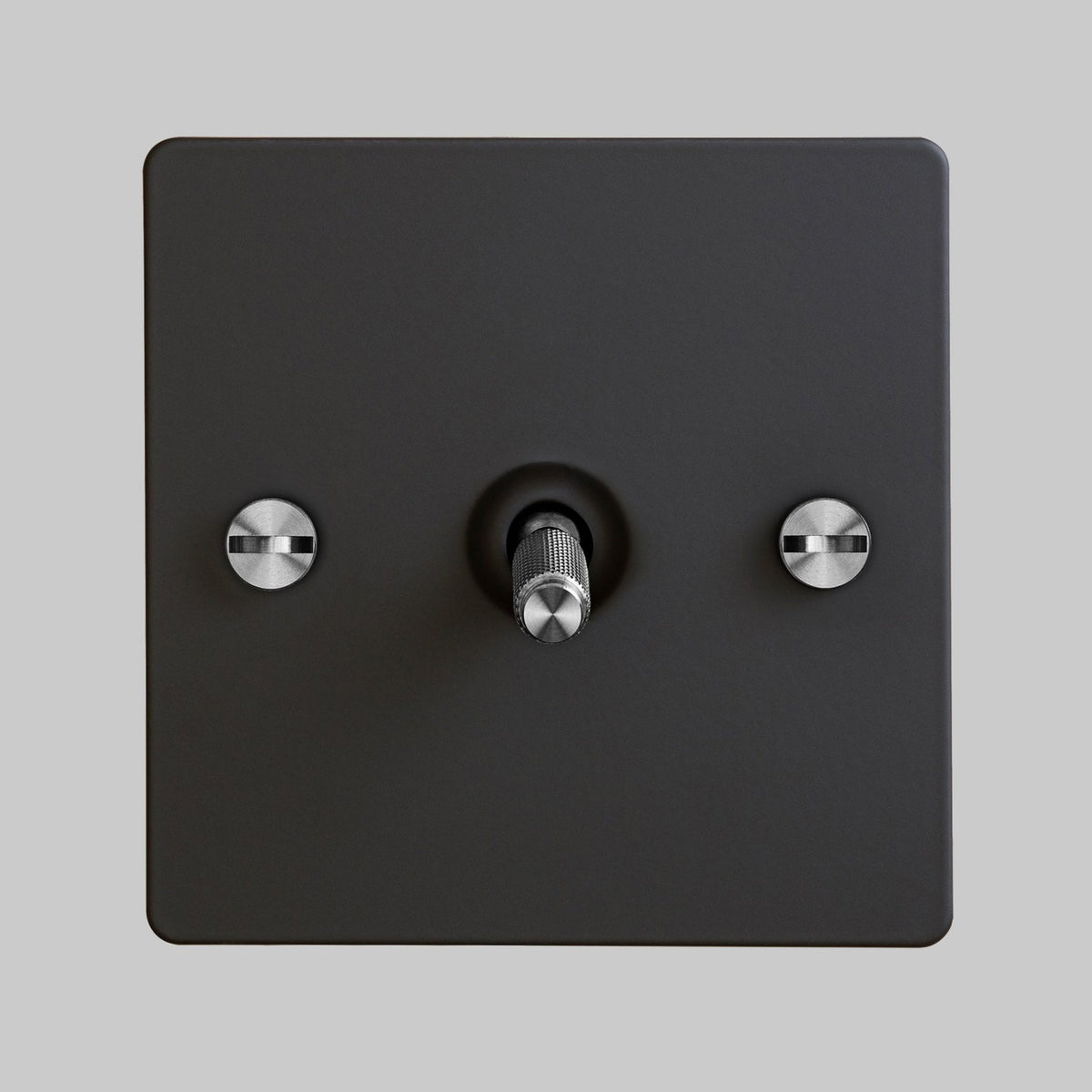 One Gang 2-Way Light Switch in Black & Steel with Knurled Toggle