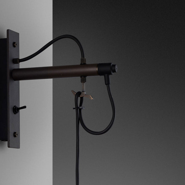 Hooked Large Switched Wall Light in Graphite and Smoked Bronze Finish