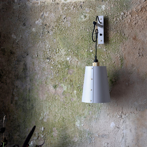 Hooked Large Switched Wall Light in Stone and Brass Finish