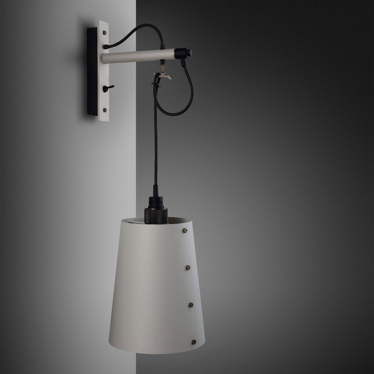 Hooked Large Switched Wall Light in Stone and Smoked Bronze Finish