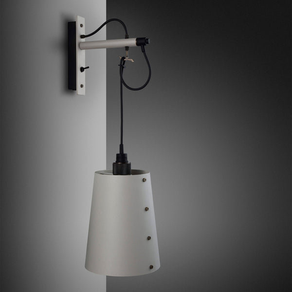Hooked Large Switched Wall Light in Stone and Smoked Bronze Finish
