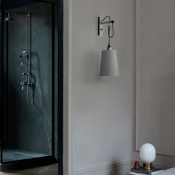 Hooked Large Switched Wall Light in Stone and Steel Finish