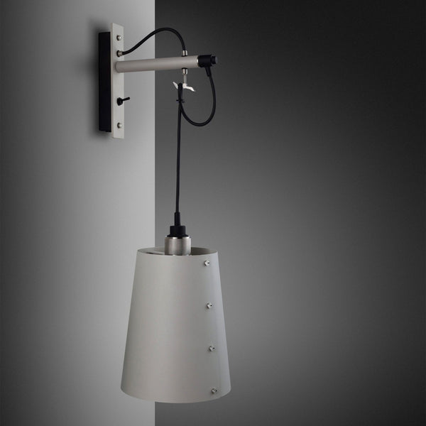 Hooked Large Switched Wall Light in Stone and Steel Finish