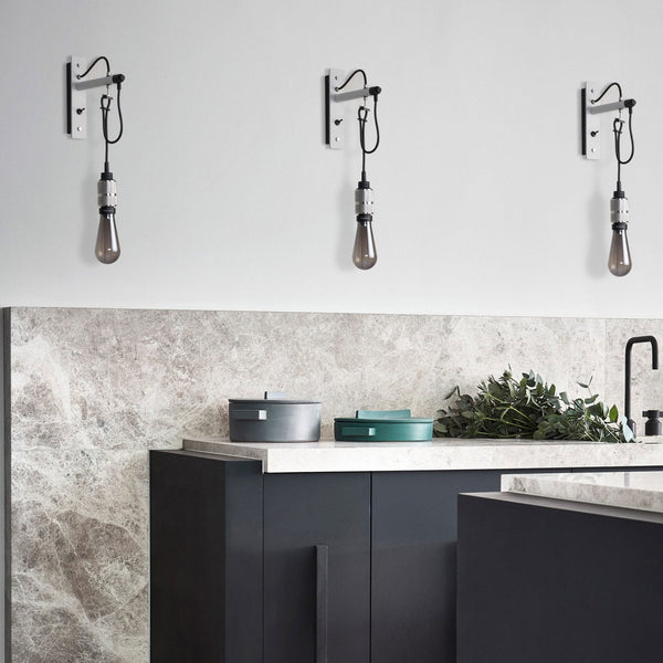 Hooked Nude Switched Wall Light in Stone and Steel Finish