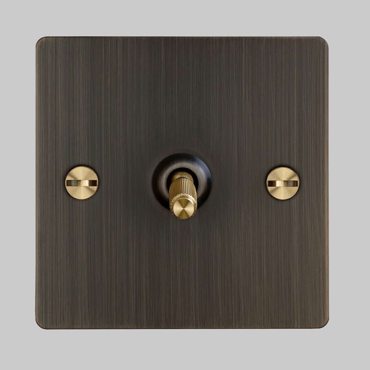 One Gang 2-Way Light Switch in Smoked Bronze & Brass with Knurled Toggle