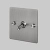 One Gang 2-Way Light Switch in Steel with Knurled Toggle