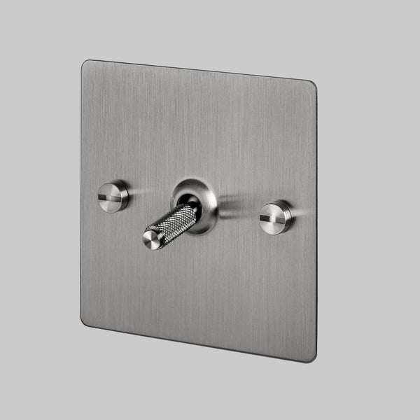 One Gang 2-Way Light Switch in Steel with Knurled Toggle