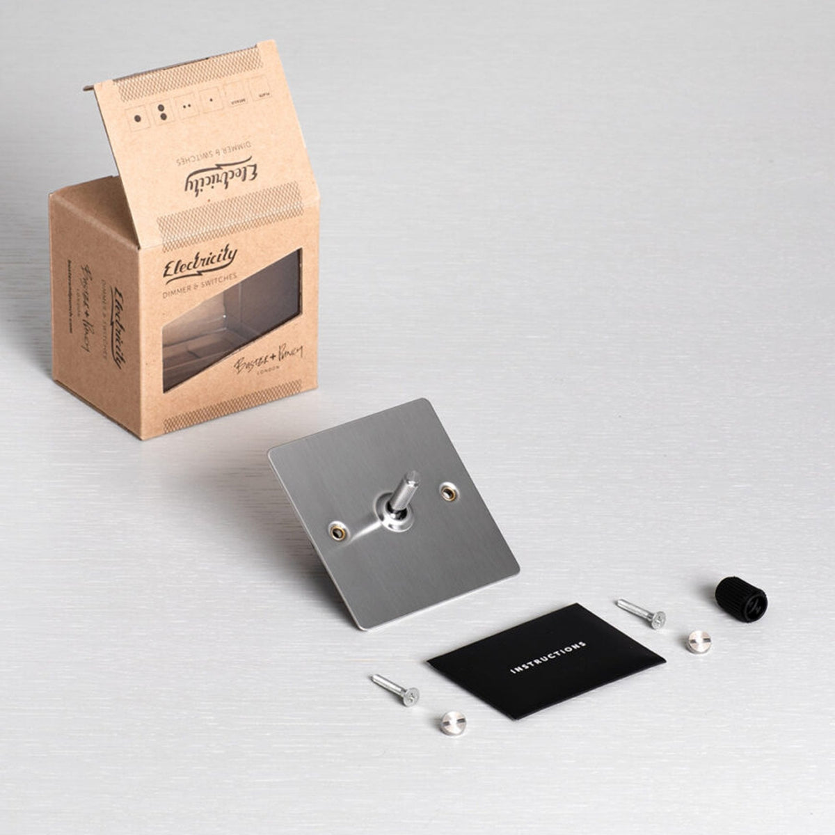 One Gang 2-Way Light Switch in Steel & Brass with Knurled Toggle