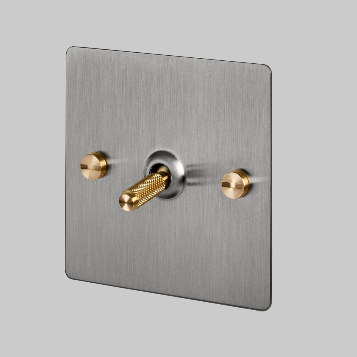 One Gang 2-Way Light Switch in Steel & Brass with Knurled Toggle