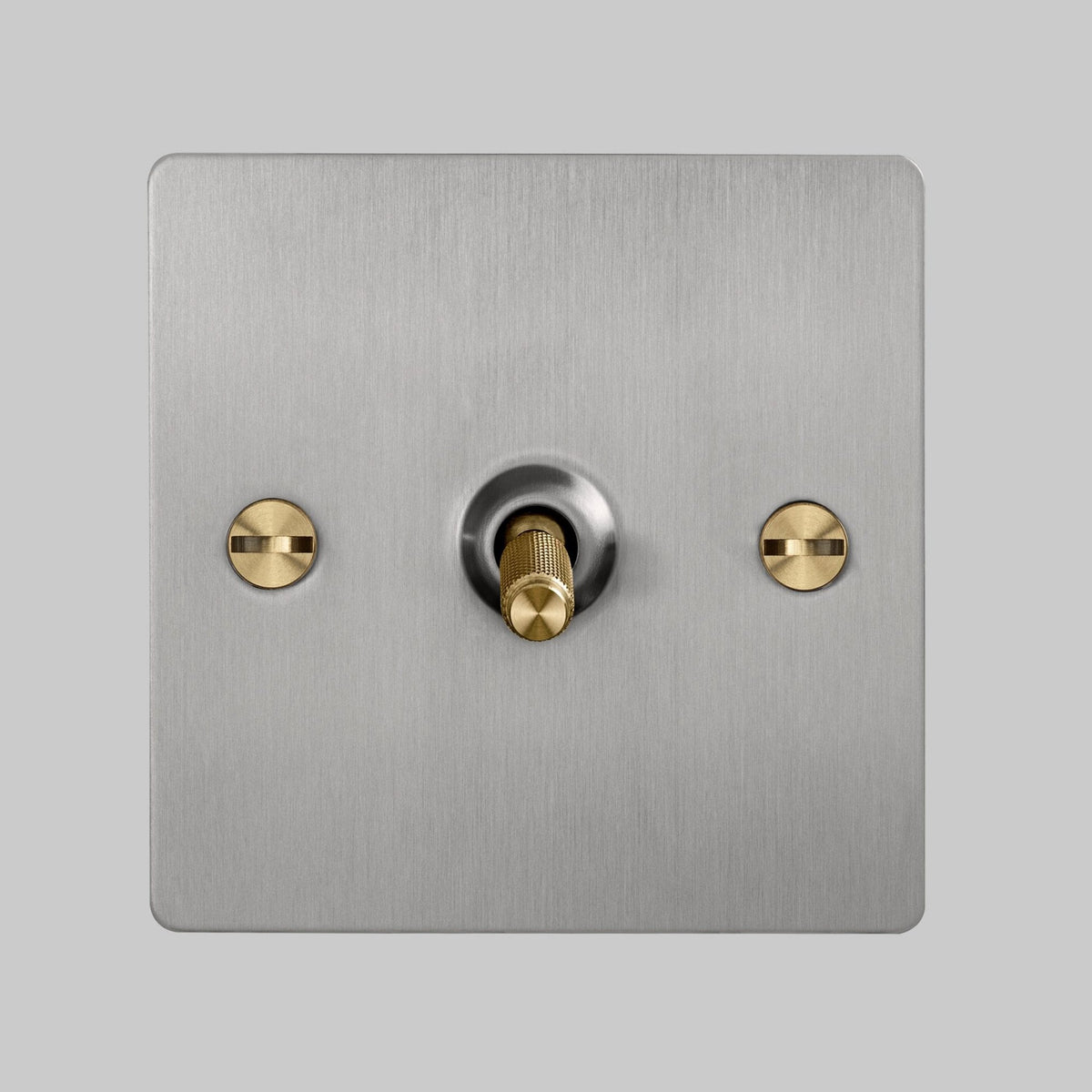 One Gang 2-Way Light Switch in Steel & Brass with Knurled Toggle