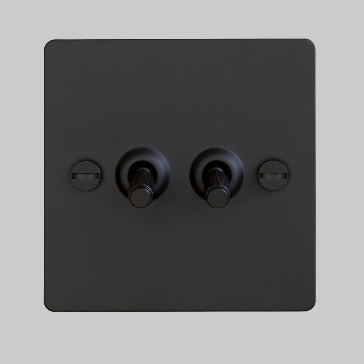 Two Gang 2-Way Light Switch in Black with Knurled Toggles